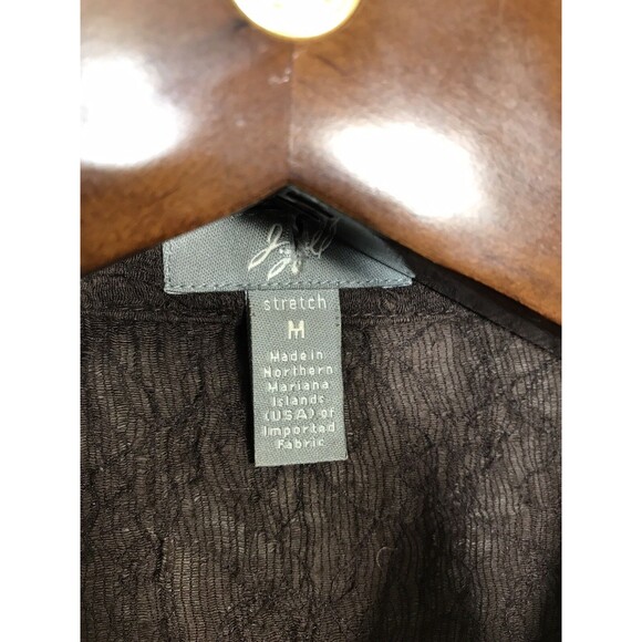 J Jill Shirt Womens Brown Medium Long Sleeve Pearl Snap Button - Picture 2 of 6